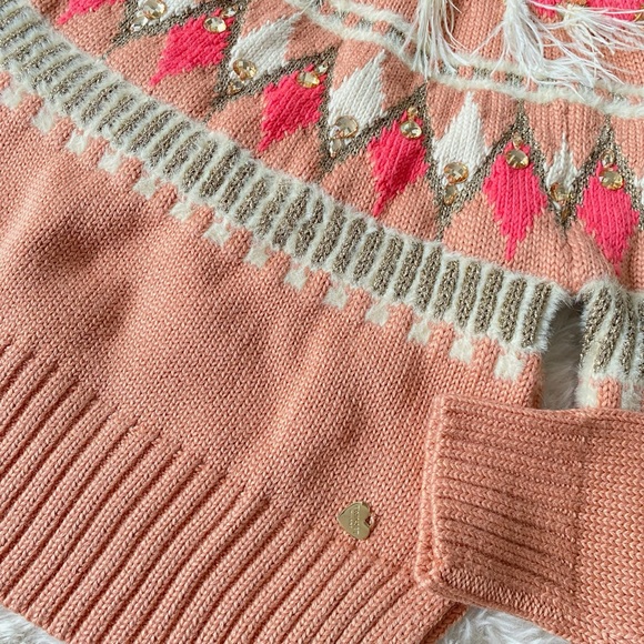 TWINSET Pullover Sweater With Embroidery and Pink Feathers Size XS New - Picture 7 of 16